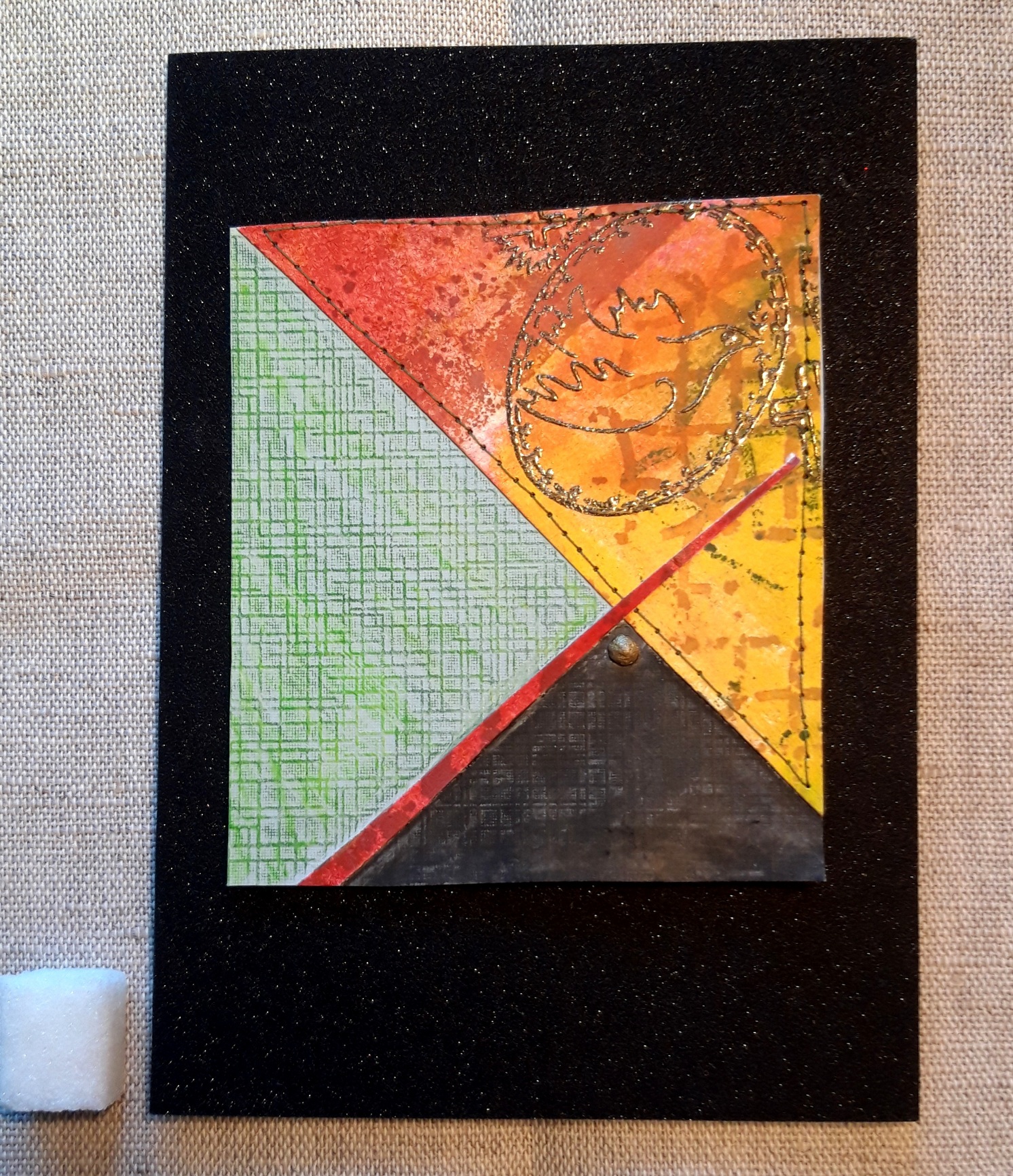 #Mixed media  #Artkort med #broderadekortrt